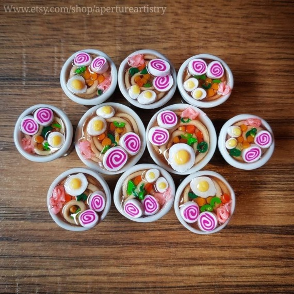 Pair 0g Polymer Clay Unique Ramen Plugs * Kawaii